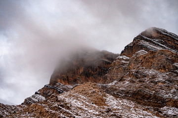 Landscape of snow covered desert mountains
