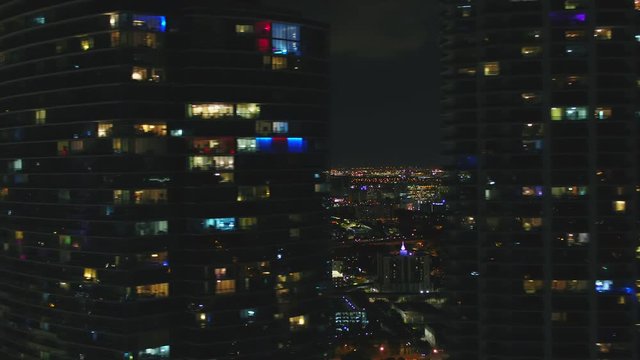 City motion behind skyscrapers Downtown Miami
