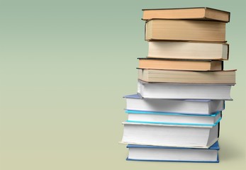 Collection of old books  on background