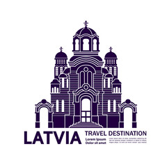 Fototapeta premium Latvia travel destination grand vector illustration.