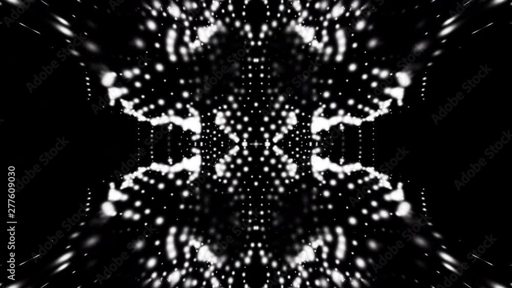 Poster waving particles in the abstract space, computer generated 3d rendering background like terrain or l
