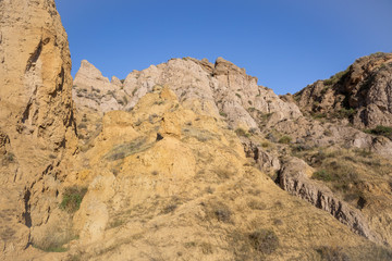 Fototapeta na wymiar escarpment detail at Gorafe village, province of Granada, Andalusia, Spain