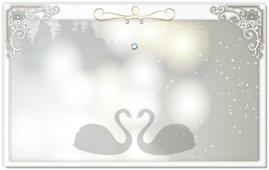 白鳥の湖のフレーム スワンレイク 【カップル 愛 ハート】