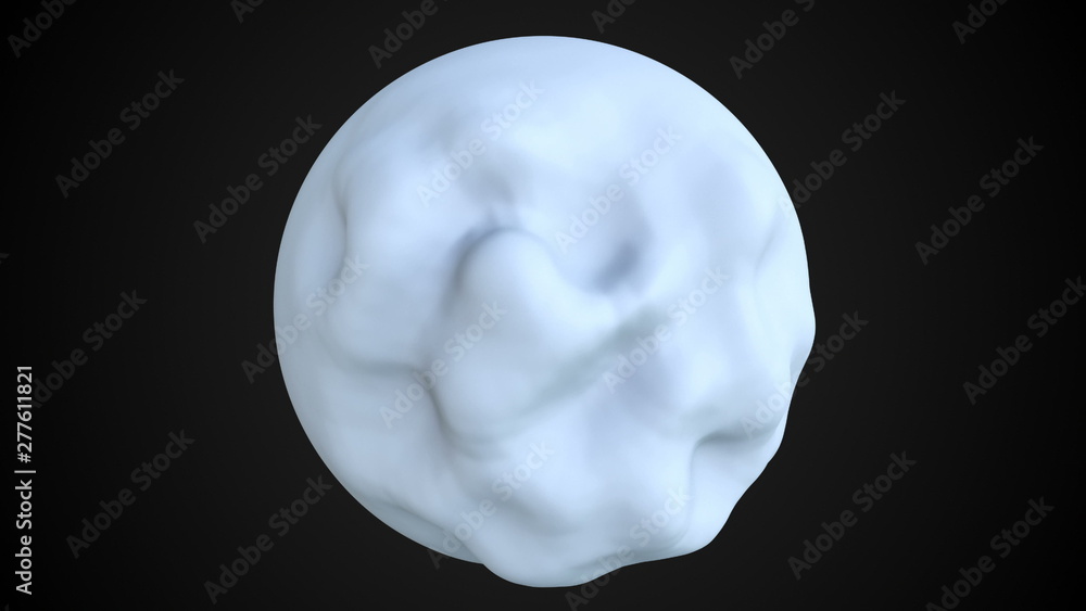 Poster 3d abstract sphere with displacement is in dark space, 3d rendering computer generated background