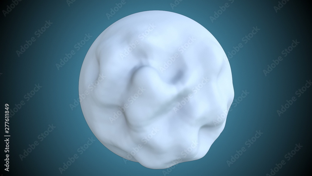 Poster 3d abstract sphere with displacement is in dark space, 3d rendering computer generated background