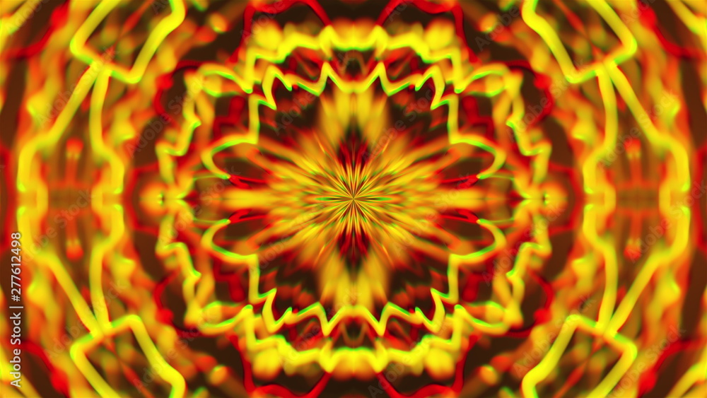 Poster abstract symmetry kaleidoscope like mandala ornament, 3d rendering backdrop, computer generating bac