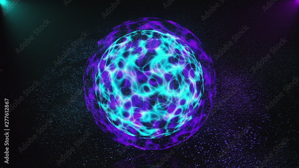 Aufkleber 3d abstract magic sphere is in dark space, 3d rendering computer generated background