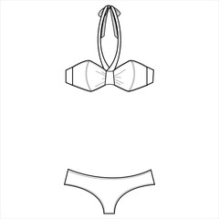 Beachwear fashion flat sketch template