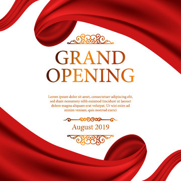 Grand Opening ceremony red silk ribbon frame poster banner Stock Vector |  Adobe Stock