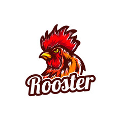 Rooster head mascot. Rooster logo icon