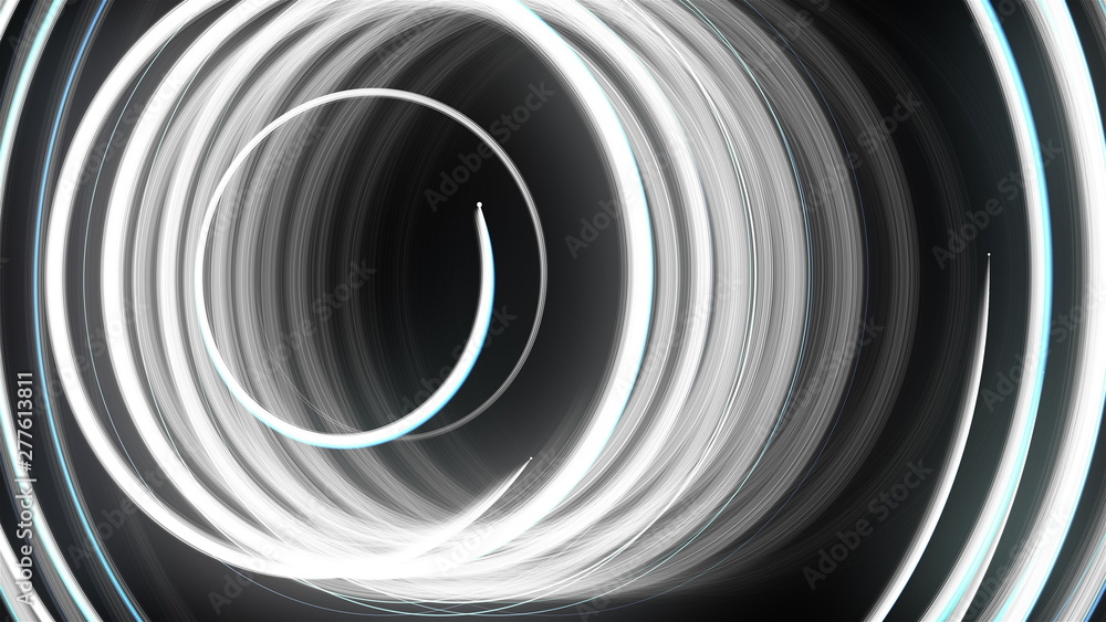 Poster abstract spiral rotating glow lines, computer generated background, 3d rendering background.