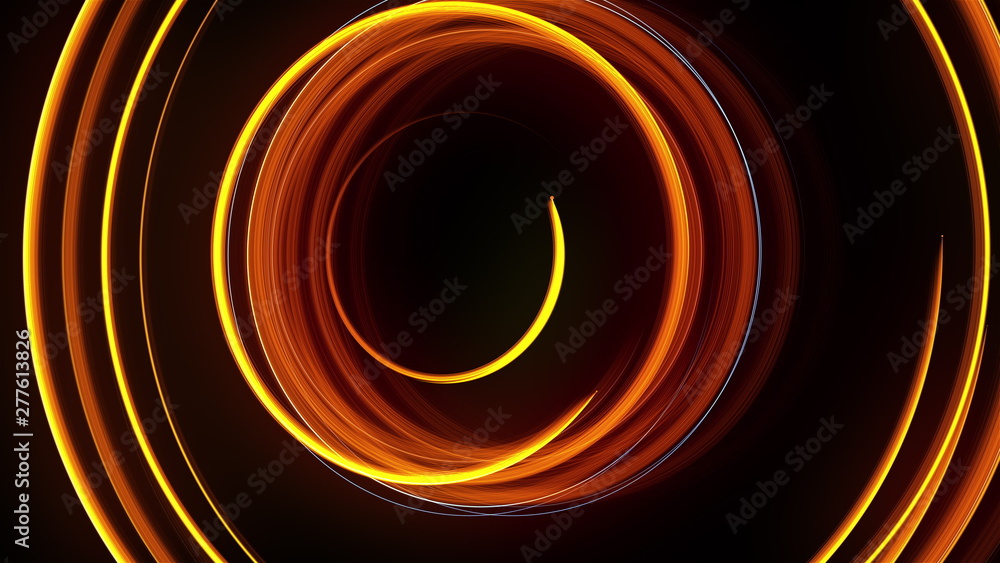 Poster abstract spiral rotating glow lines, computer generated background, 3d rendering background.