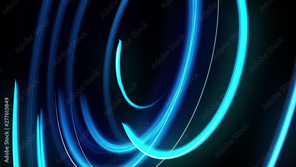 Poster abstract spiral rotating glow lines, computer generated background, 3d rendering background.