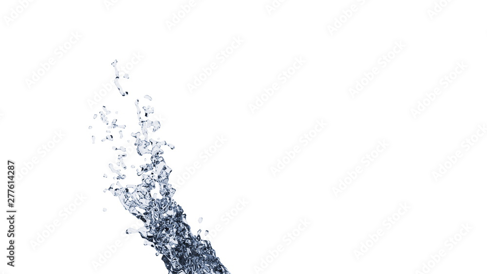 Poster dropping pure and transparent water flow, 3d rendering computer generated background