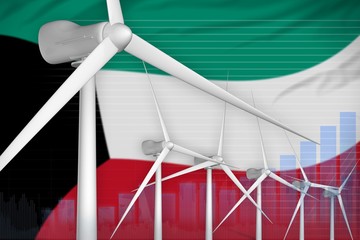 Kuwait wind energy power digital graph concept - green natural energy industrial illustration. 3D Illustration