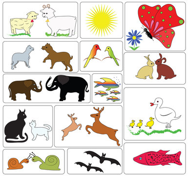 Animals stickers set. Collection of Isolated Pictures With Animals in Vector Format.