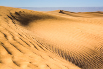 Structure of sand dunes during sunset in Erg Chegaga, Morocco