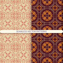 Seamless vector patterns. Print for textiles, furniture, interior. Design for tile. Design for wrapping paper, packaging.