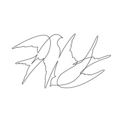 Naklejka premium continuous line drawing of couple of two love birds