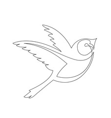 continuous line drawing of flying little bird