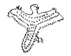 恐竜のクレヨン画