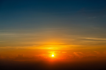 Majestic sunset sky over the mountains landscape