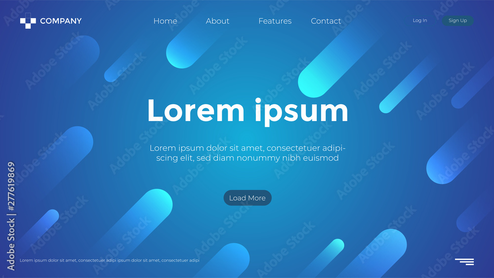 Aufkleber Landing Page Template Design for Website. Abstract Trendy and Modern Elegant gradient Geometric Backgrounds. Dynamic shapes composition. Eps10 Vector
