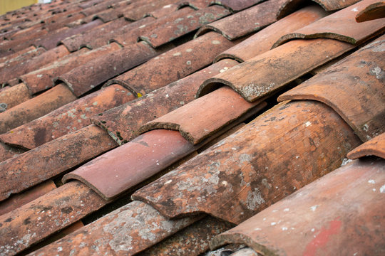Tejas de barro cubriendo un techo