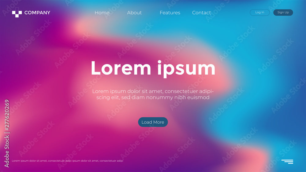 Poster Landing Page Template Design for Website. Abstract Trendy and Modern Elegant Gradient color Backgrounds.