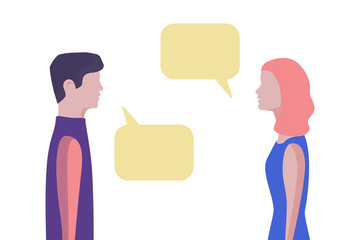 Man and woman chatting. Vector illustration flat style