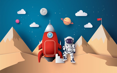 Astronaut with Flag on the moon © kengmerry