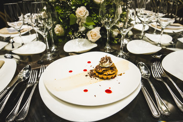 table setting with dessert