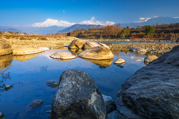 Seti Gandaki River and long view fishtail mountain