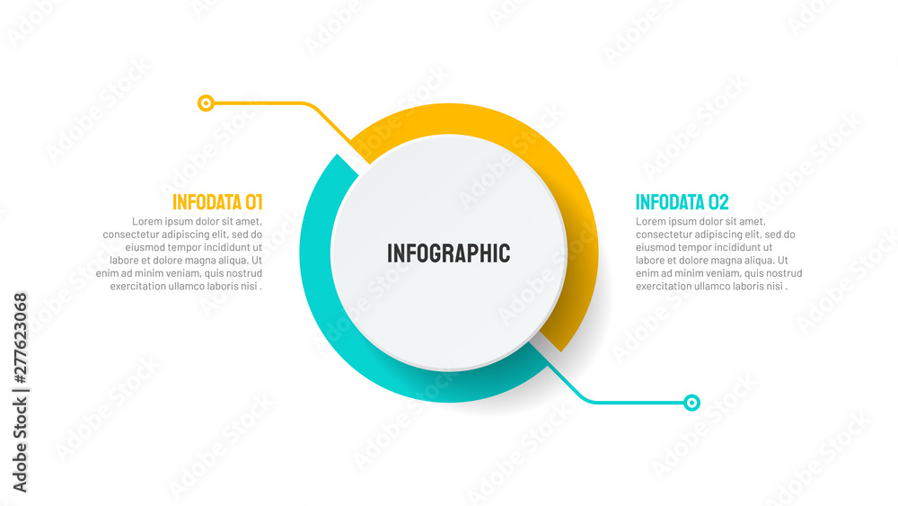 Poster business infographic template design element with circle half process. vector business concept with 