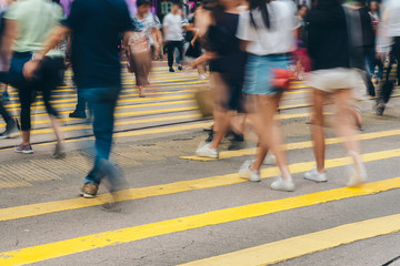 Pedestrian crossing at Busy City, Hong Kong
