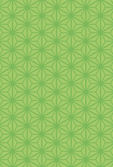縦向きはがき比率の麻の葉模様(グリーン)