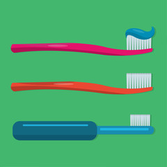 different toothbrush isolated for healthcare concept vector illustration