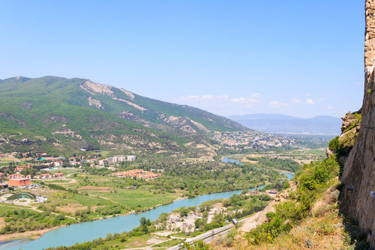 Aerial view on old town Mtskheta in Georgia
