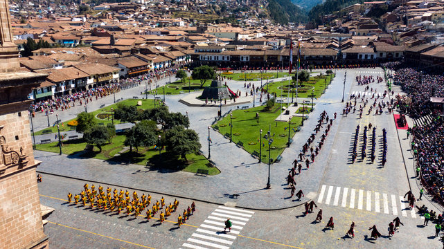 Inti Raymi Festival in Plaza de Armas. A traditional religious ceremony of the Inca Empire in honor of the god Inti (sun) celebrated on the winter solstice.