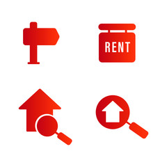 Simple set of vector solid icons of house. Usable for modern concepts, web, apps and flyer.