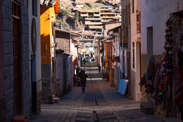 Houses and narrow streets at Pisac in Scared Valley of the Incas.