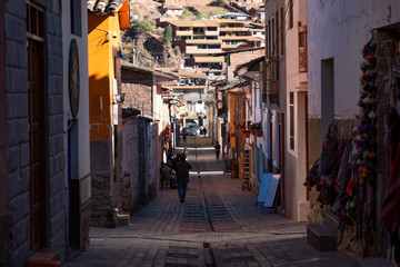Fototapeta premium Houses and narrow streets at Pisac in Scared Valley of the Incas.