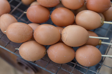 Eggs, toasted on charcoal  Asian food