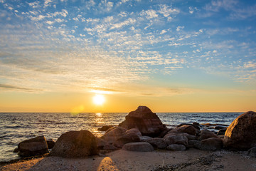 Sunset on Lake Peipsi. Pskov region