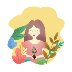 Women hand holding plant. Growth concept.