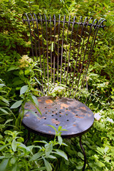 Metal chair in garden