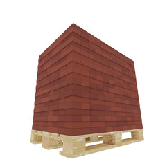 pallet of aerated concrete blocks on white background