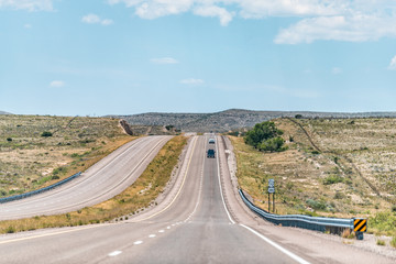 Roswell New Mexico countryside rural town road view from 380 highway with desert landscape and...