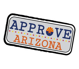 Fototapeta premium Vector Stamp for Approve logo with Arizona Flag in the shape of O and text Arizona.