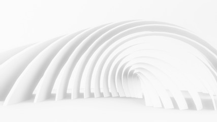 3d Illustration of Modern White Circular Building. Abstract Simple Subtle White Background